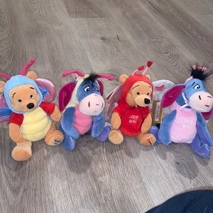NWT Vintage Pooh and Eeyore Love Bug and Butterfly Plush